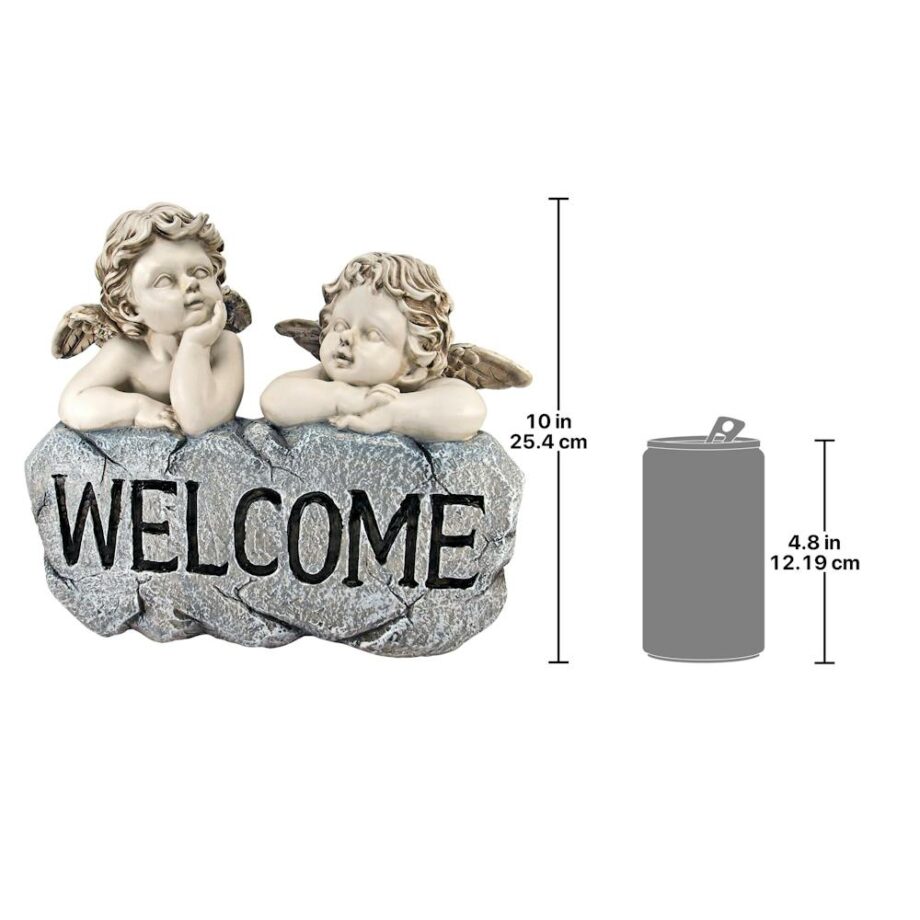 Raphael's Cherub Twins Welcome Sign Statue