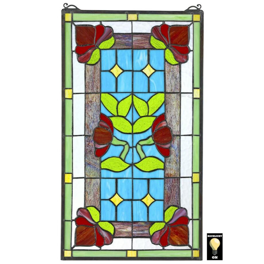 Red Anemone Tiffany-Style Stained Glass Window TF805