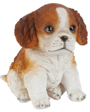 Red & White Cavalier King Charles Puppy Partner Collectible Dog Statue JQ112069