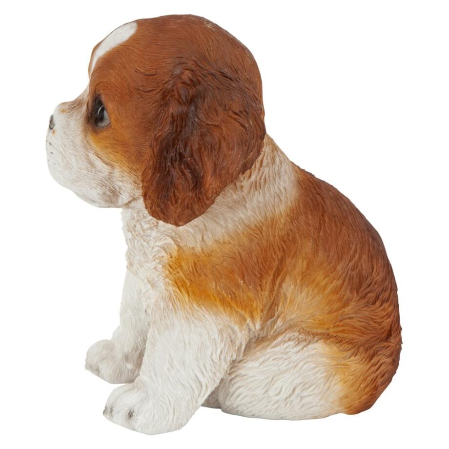 Red & White Cavalier King Charles Puppy Partner Collectible Dog Statue