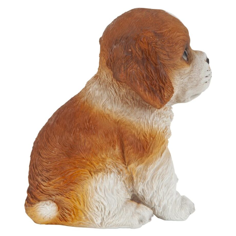 Red & White Cavalier King Charles Puppy Partner Collectible Dog Statue