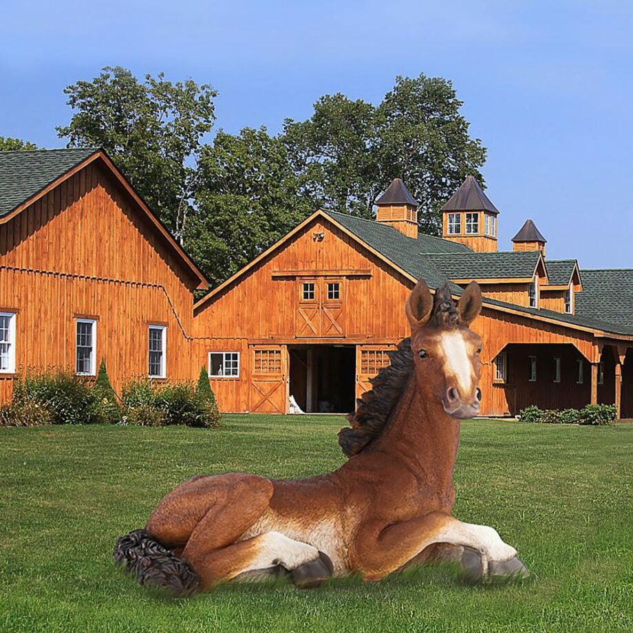 Relaxing Pony Horse Foal Statue