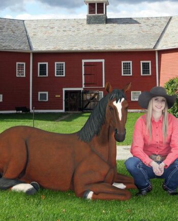 Resting Life-Size Quarter Horse Filly Statue NE120059