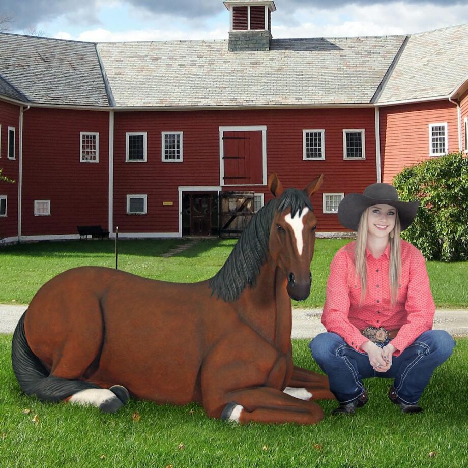 Resting Life-Size Quarter Horse Filly Statue NE120059