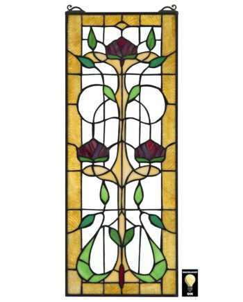 Ruskin Rose Three Flower Tiffany-Style Stained Glass Window TF28017