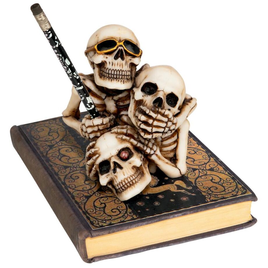 See, Hear, Speak No Evil Skeleton Buddies Pencil Holder CL7027