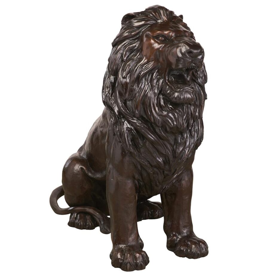 Sentinel Lion Cast Bronze Garden Statue: Left DK25051