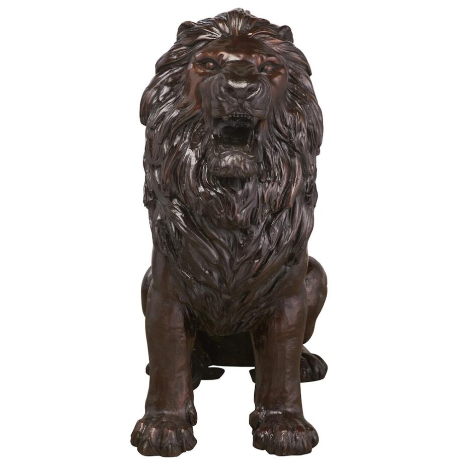 Sentinel Lion Cast Bronze Garden Statue: Left