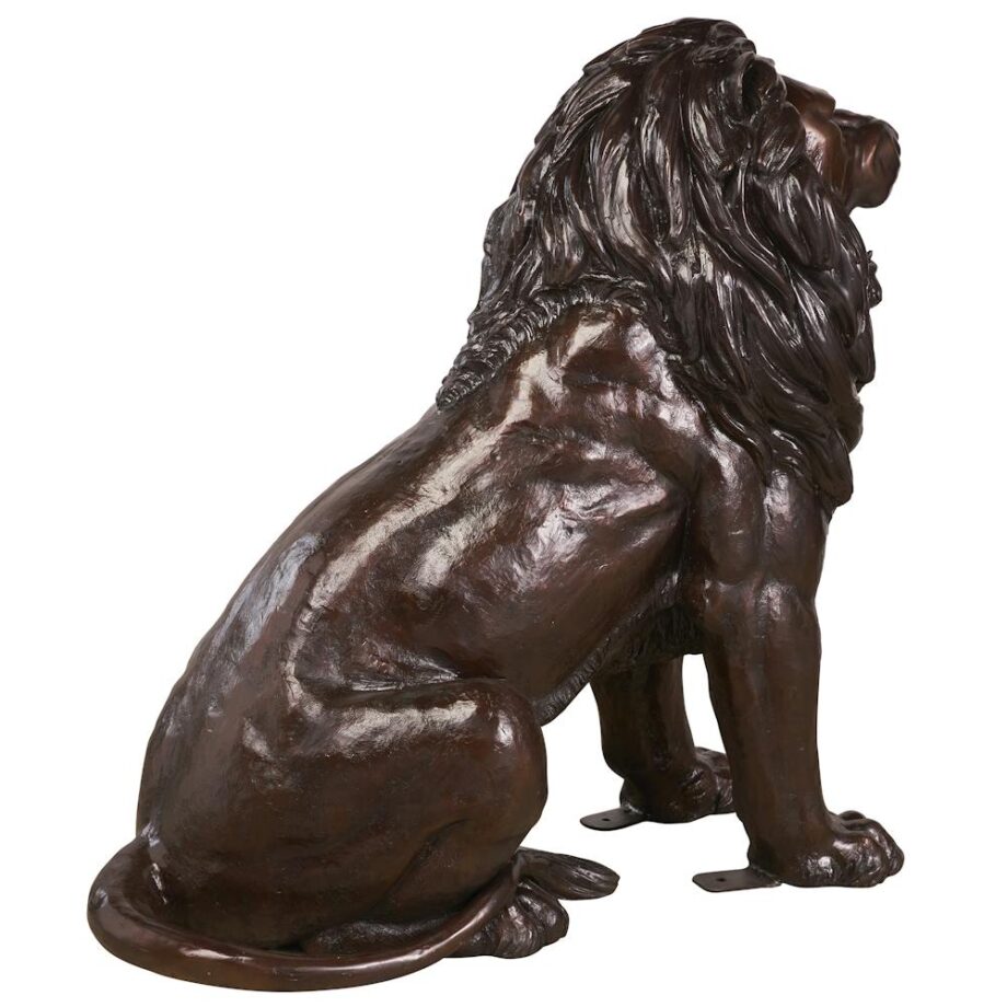 Sentinel Lion Cast Bronze Garden Statue: Left