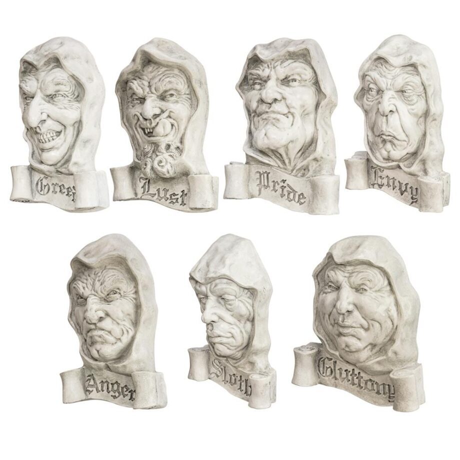 Seven Cardinal Sins Wall Sculptures: Complete Set