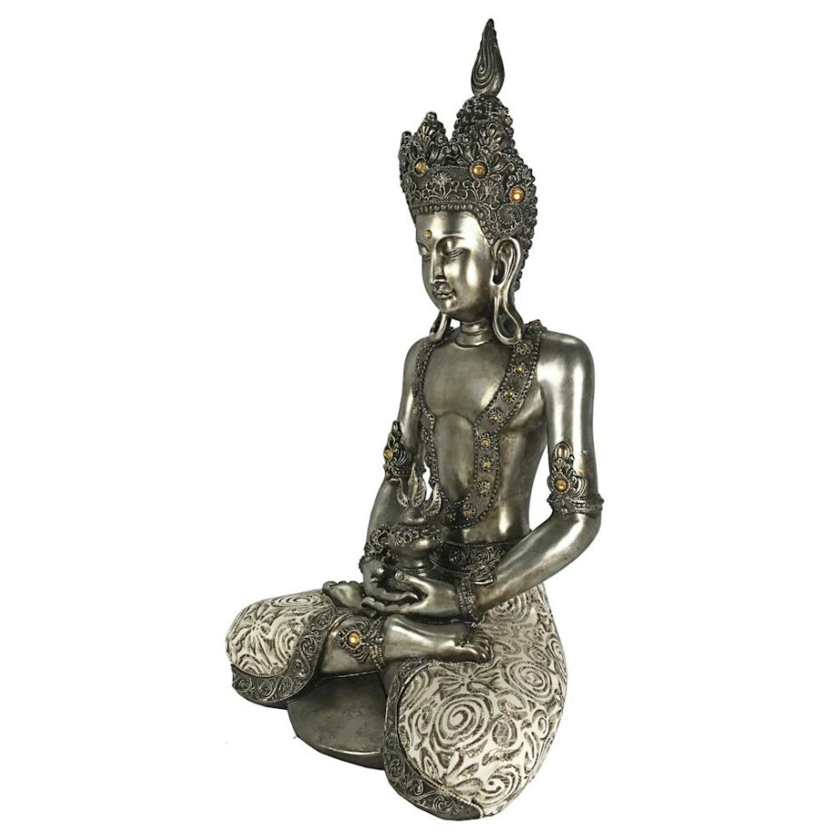 Silver Tibetan Avalokitesvara Buddha Statue