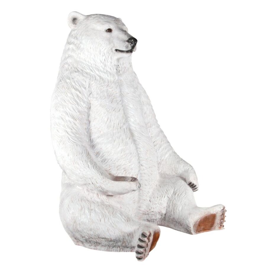 Sitting Pretty Oversized Polar Bear Statue with Photo-Op Paw Seat