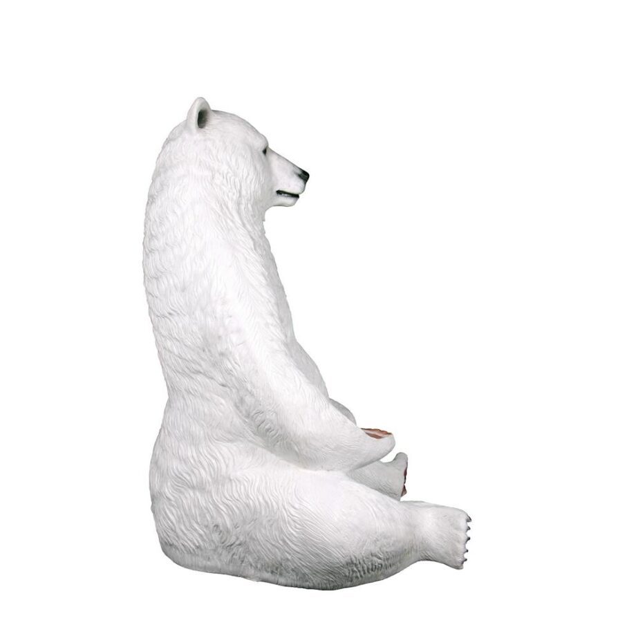 Sitting Pretty Oversized Polar Bear Statue with Photo-Op Paw Seat