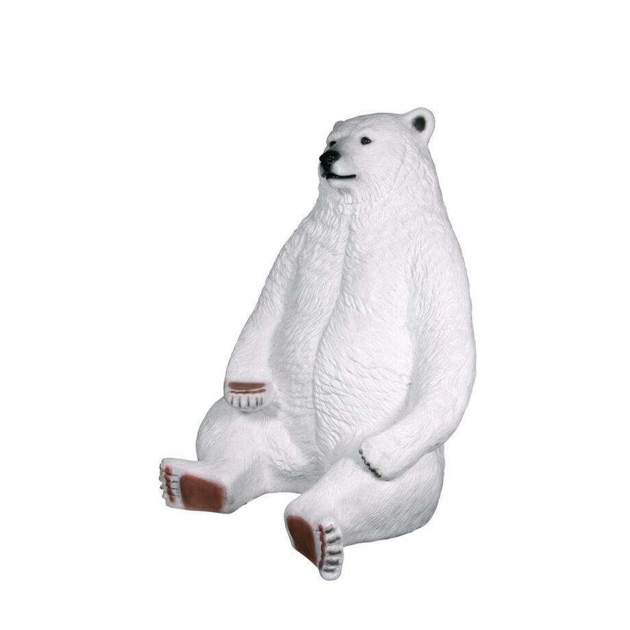 Sitting Pretty Oversized Polar Bear Statue with Photo-Op Paw Seat