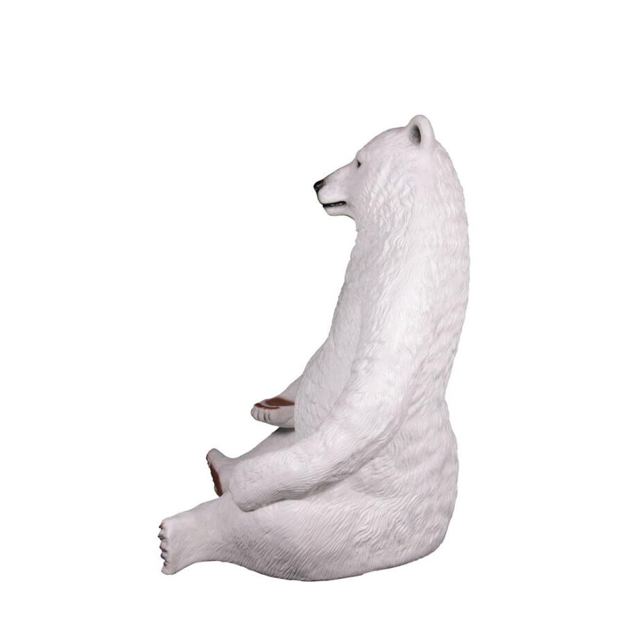 Sitting Pretty Oversized Polar Bear Statue with Photo-Op Paw Seat