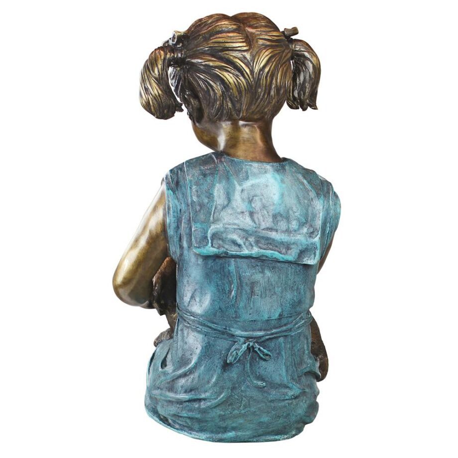 Sitting Savannah, Girl with Dog Cast Bronze Garden Statue