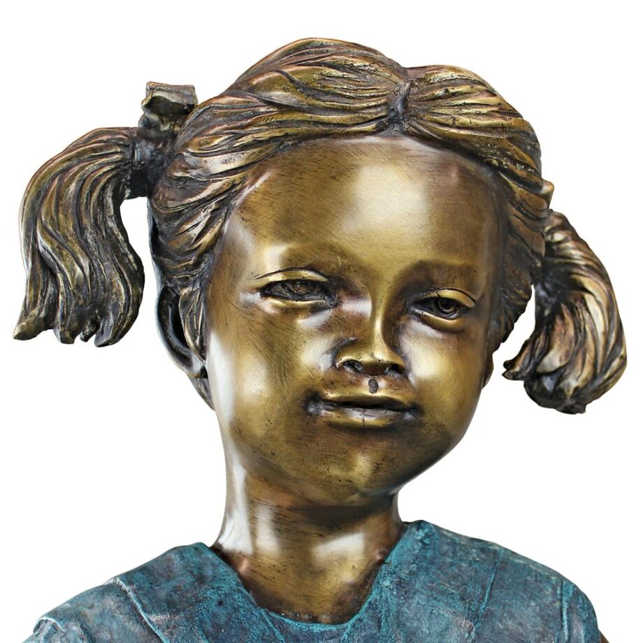 Sitting Savannah, Girl with Dog Cast Bronze Garden Statue