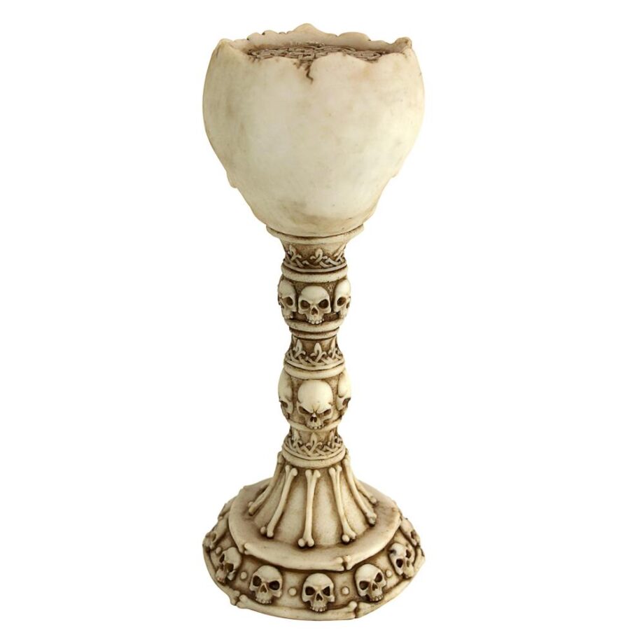 Skullduggery Skull and Bones Sculptural Candlestick: Each