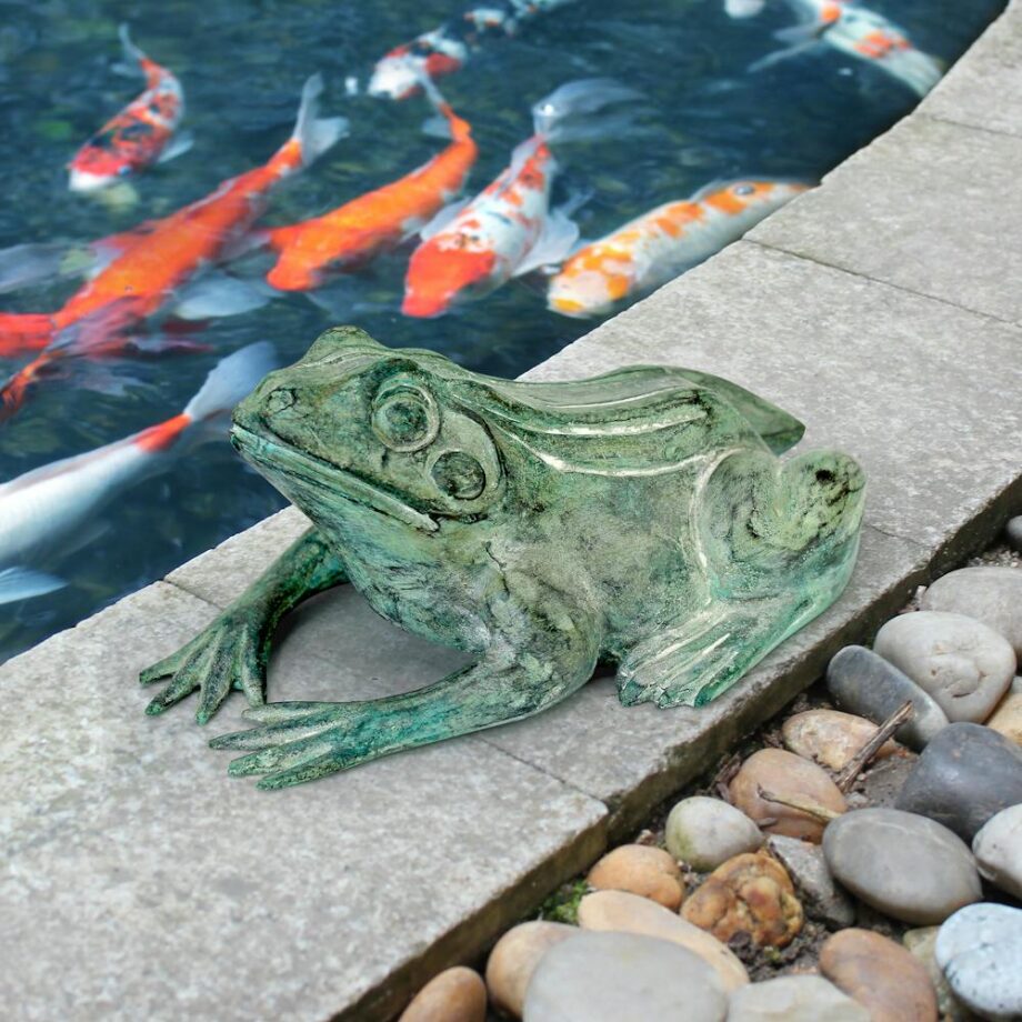 Bull Frog Cast Bronze Garden Statue: Small PN5791