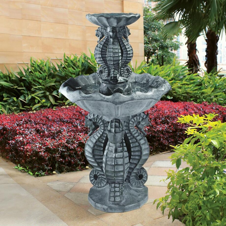 Spirit of the Ocean Two-Tier Seahorse Fountain KY2096