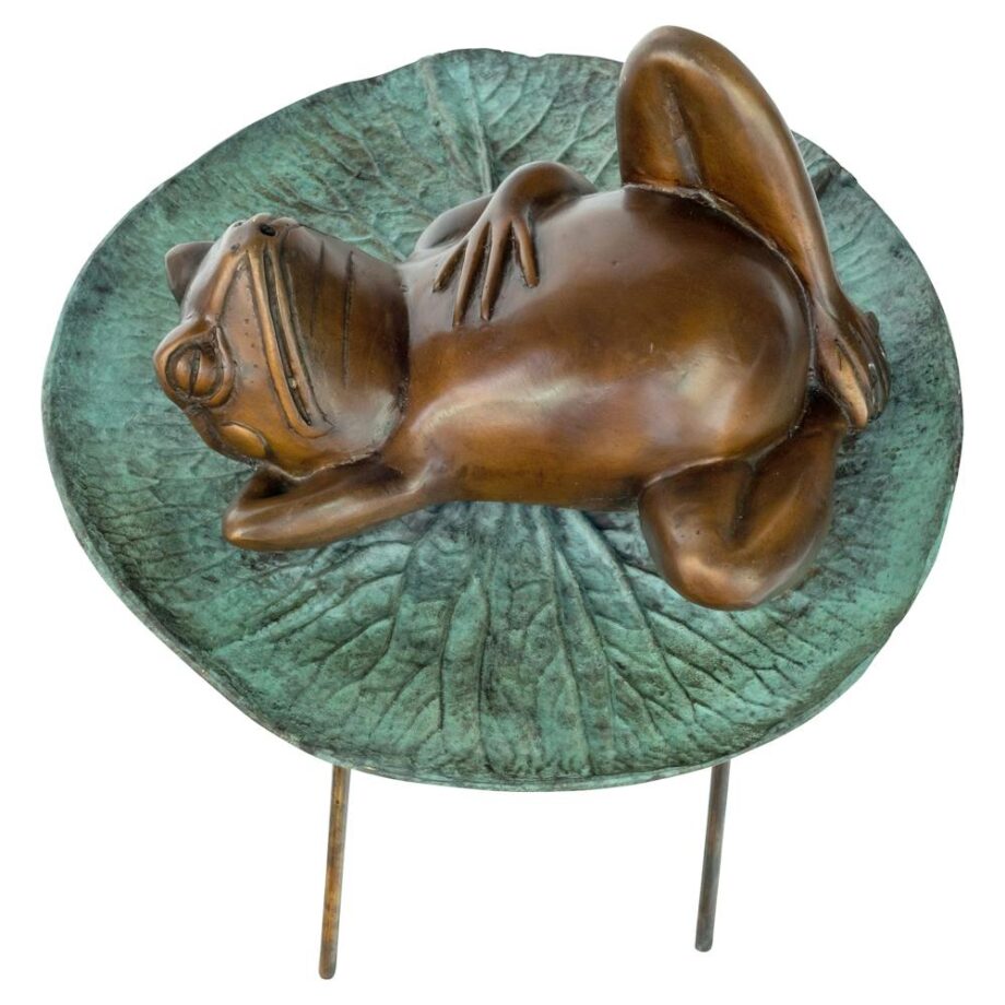 Spitting Frog on Lily Pad Bronze Garden Statue