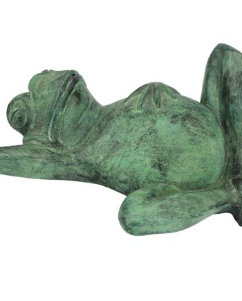 Spitting Lazy Frog Emerald Verde Cast Bronze Garden Statue PN57942