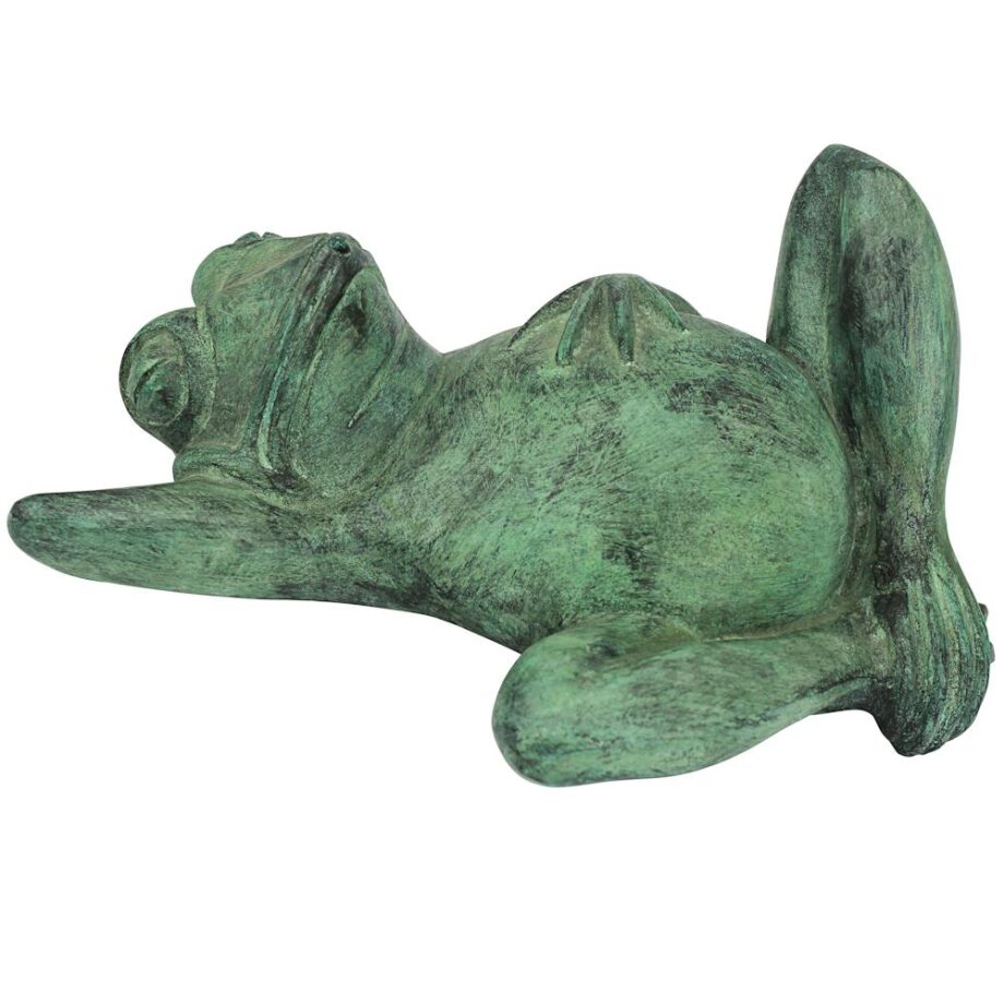 Spitting Lazy Frog Emerald Verde Cast Bronze Garden Statue PN57942