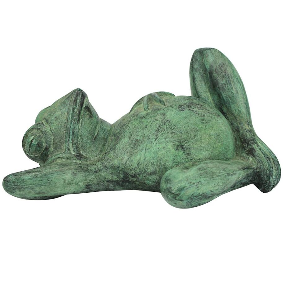 Spitting Lazy Frog Emerald Verde Cast Bronze Garden Statue