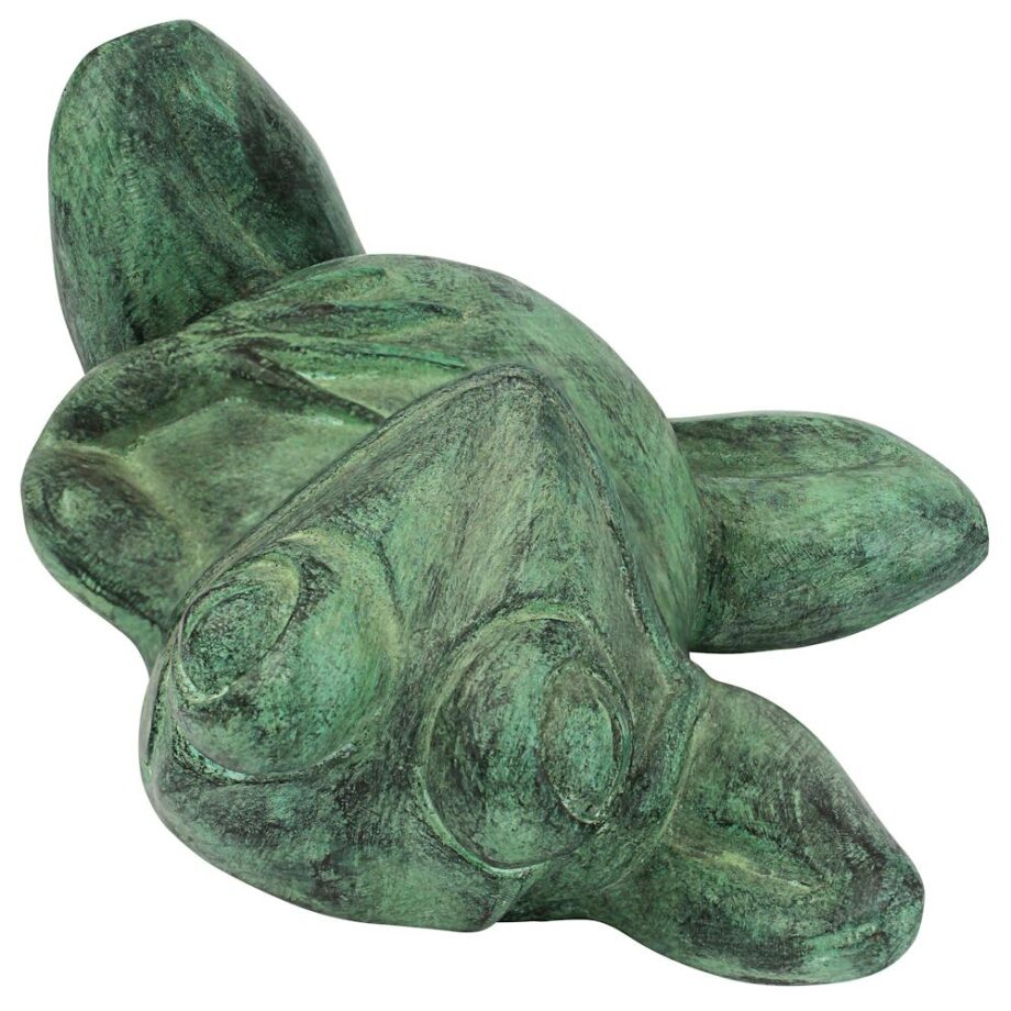 Spitting Lazy Frog Emerald Verde Cast Bronze Garden Statue