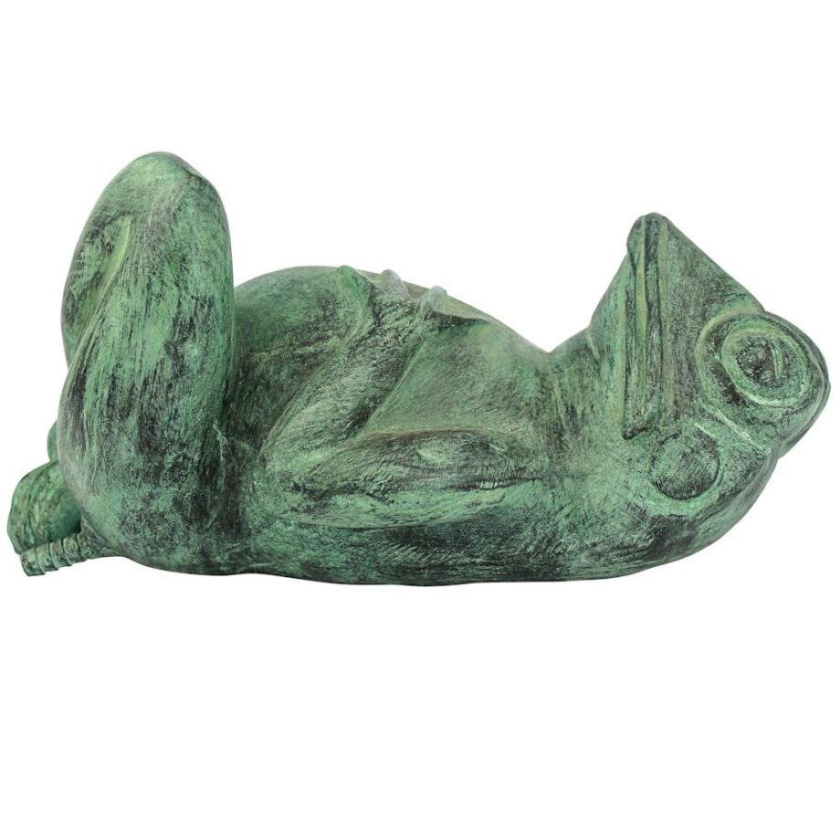 Spitting Lazy Frog Emerald Verde Cast Bronze Garden Statue