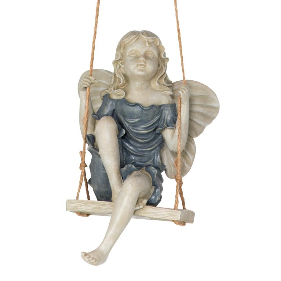 Summertime Fairy on a Swing Hanging Statue