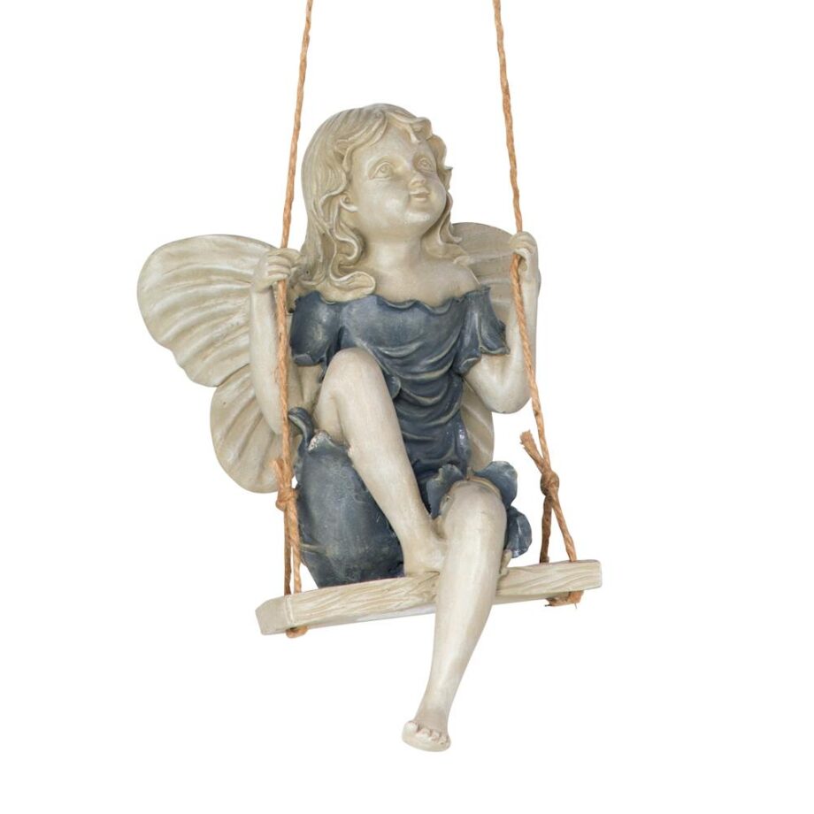 Summertime Fairy on a Swing Hanging Statue