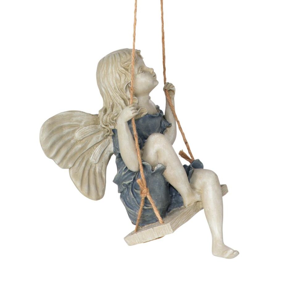 Summertime Fairy on a Swing Hanging Statue