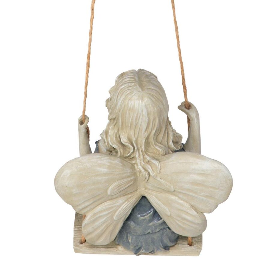 Summertime Fairy on a Swing Hanging Statue