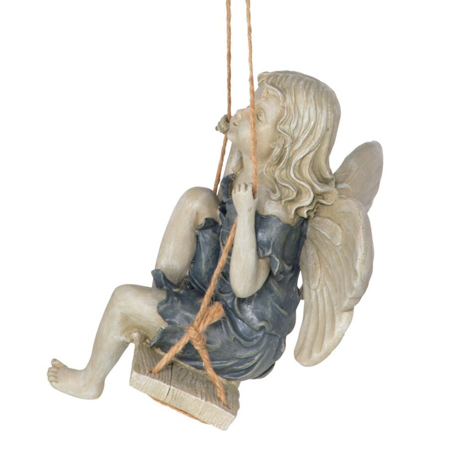 Summertime Fairy on a Swing Hanging Statue