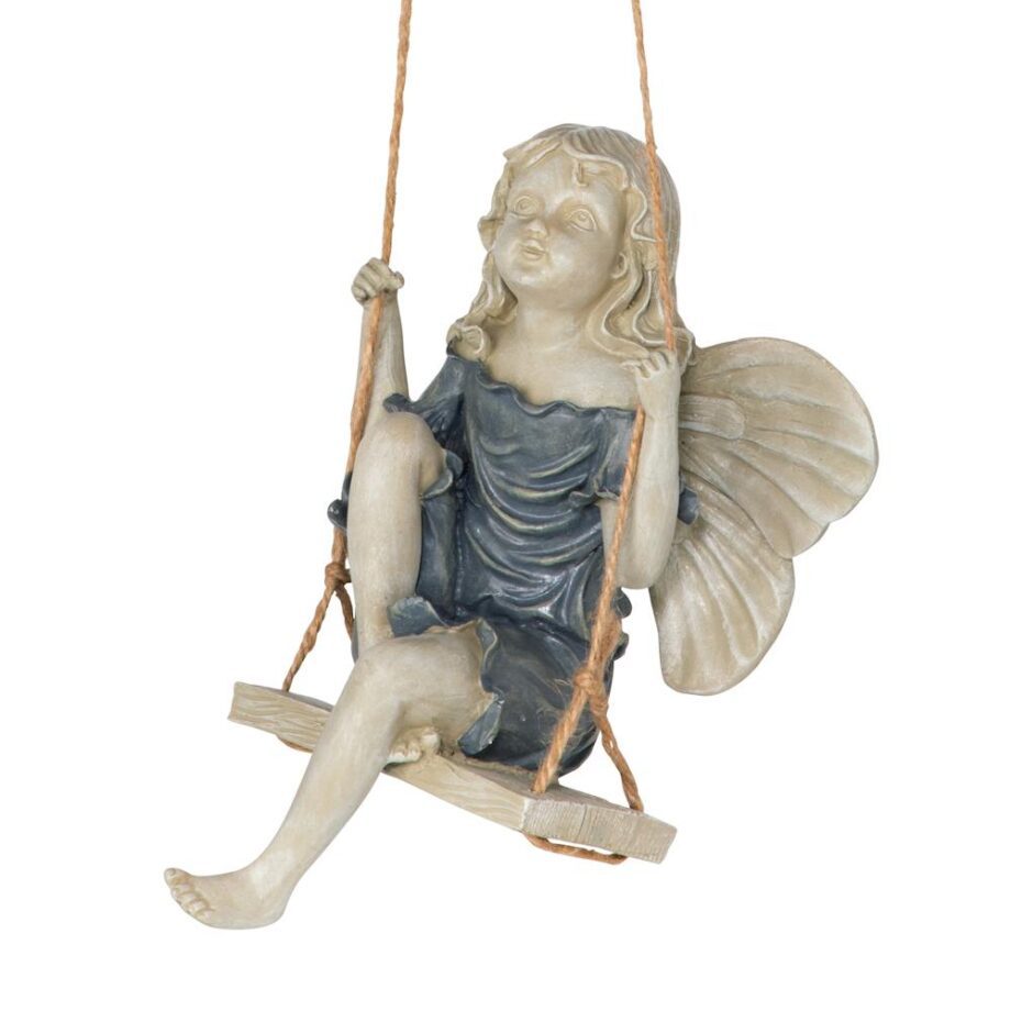 Summertime Fairy on a Swing Hanging Statue