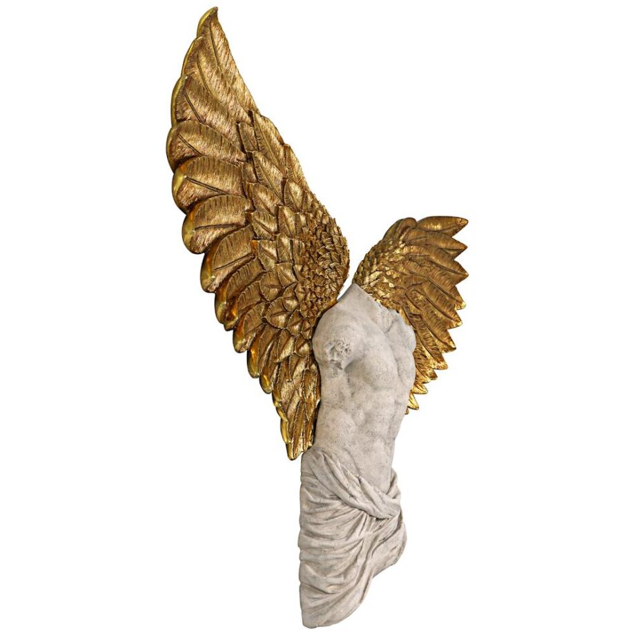 Take Flight Classical Male Torso Angel Wing Wall Sculpture