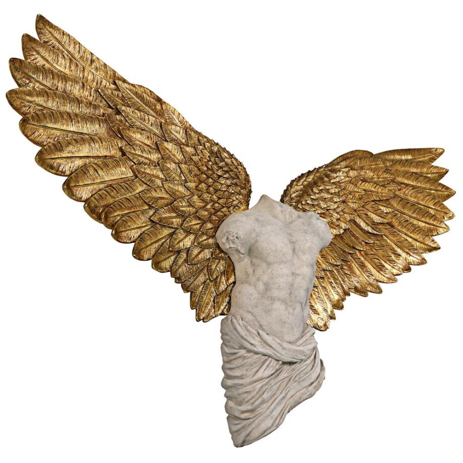 Take Flight Classical Male Torso Angel Wing Wall Sculpture