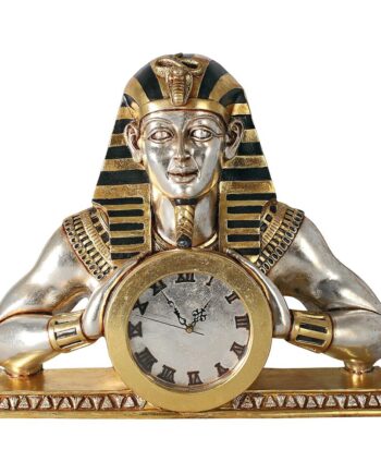 Pharaoh Akhenaten's Temple of Heliopolis Egyptian Mantel Clock Statue NE25362