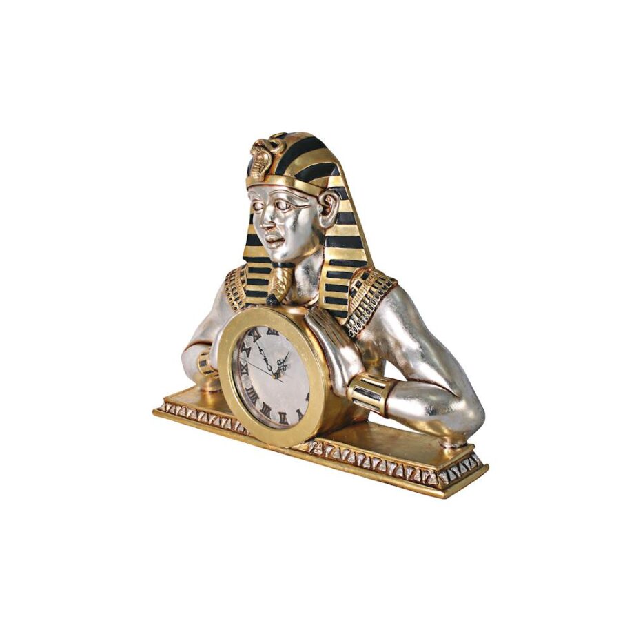 Pharaoh Akhenaten's Temple of Heliopolis Egyptian Mantel Clock Statue