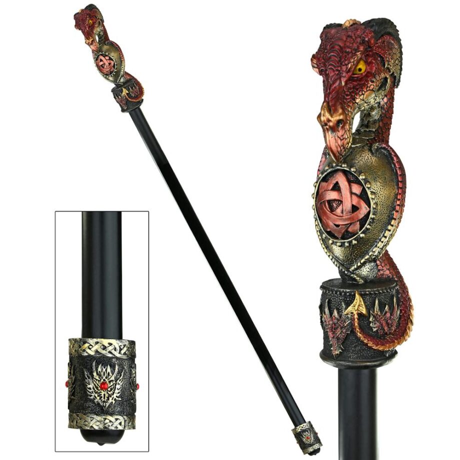 Dragons Thorne Collection: Celtic Battle Dragon Walking Stick QS23823