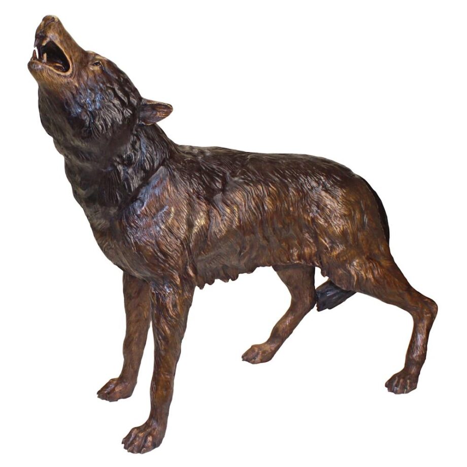 The Howl of the Wild Wolf Cast Bronze Garden Statue