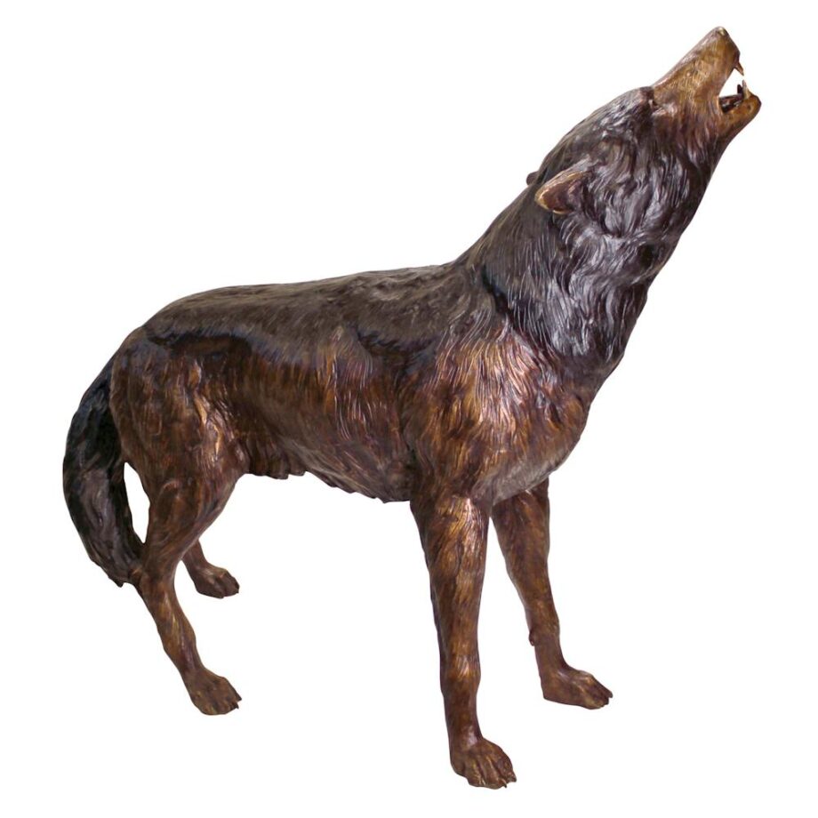 The Howl of the Wild Wolf Cast Bronze Garden Statue