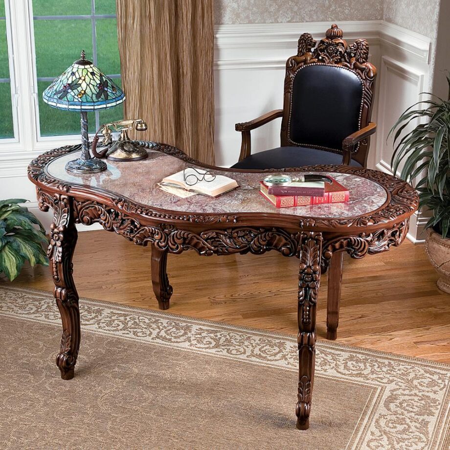 The Mountbatten Hardwood Marble-Topped Desk DY2401