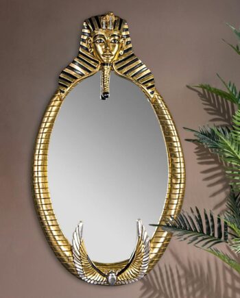 The Spirit of Tutankhamen: Egyptian Oval Mirror Wall Sculpture NE64886