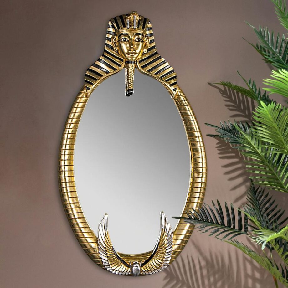 The Spirit of Tutankhamen: Egyptian Oval Mirror Wall Sculpture NE64886