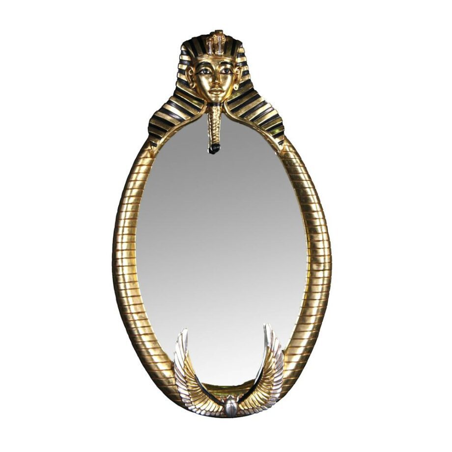 The Spirit of Tutankhamen: Egyptian Oval Mirror Wall Sculpture