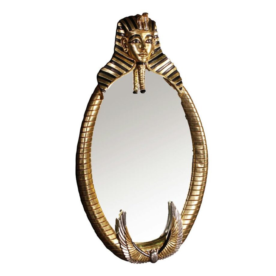 The Spirit of Tutankhamen: Egyptian Oval Mirror Wall Sculpture