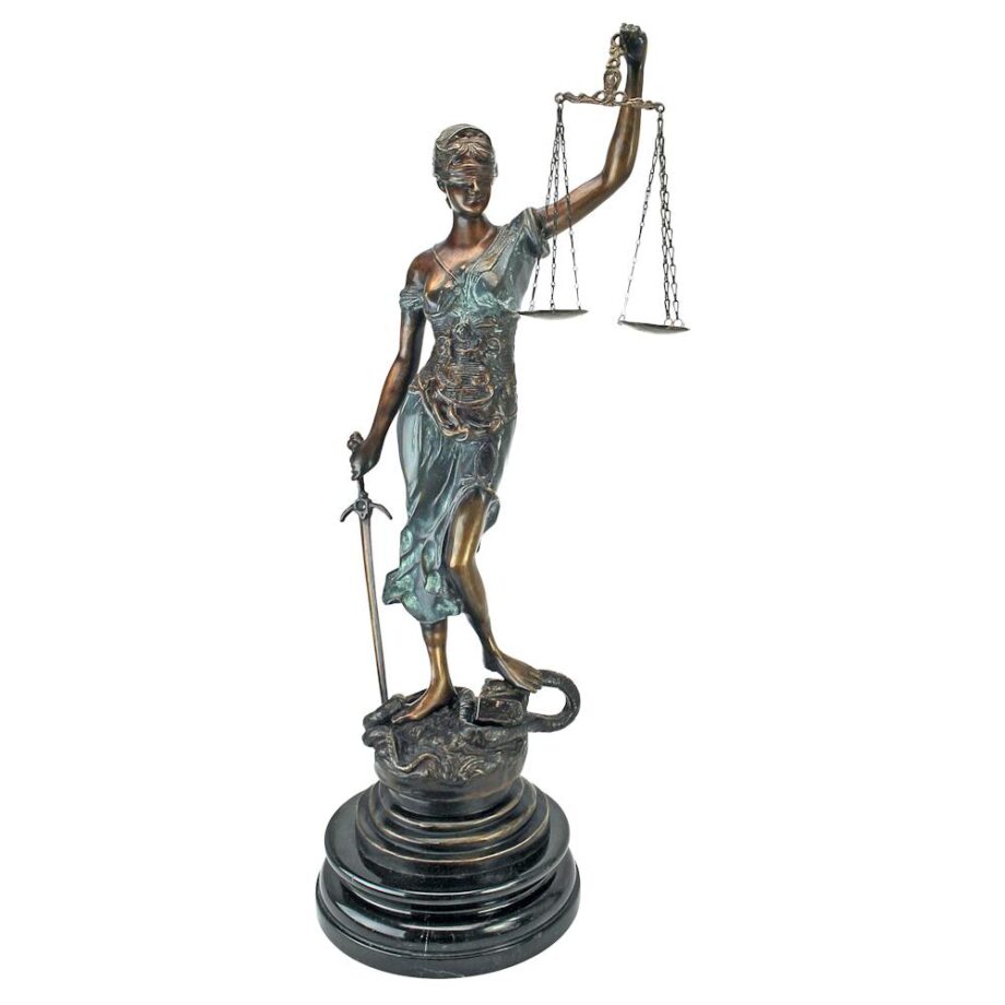 Themis, Blind Justice Cast Bronze Statue: Tabletop AA5020