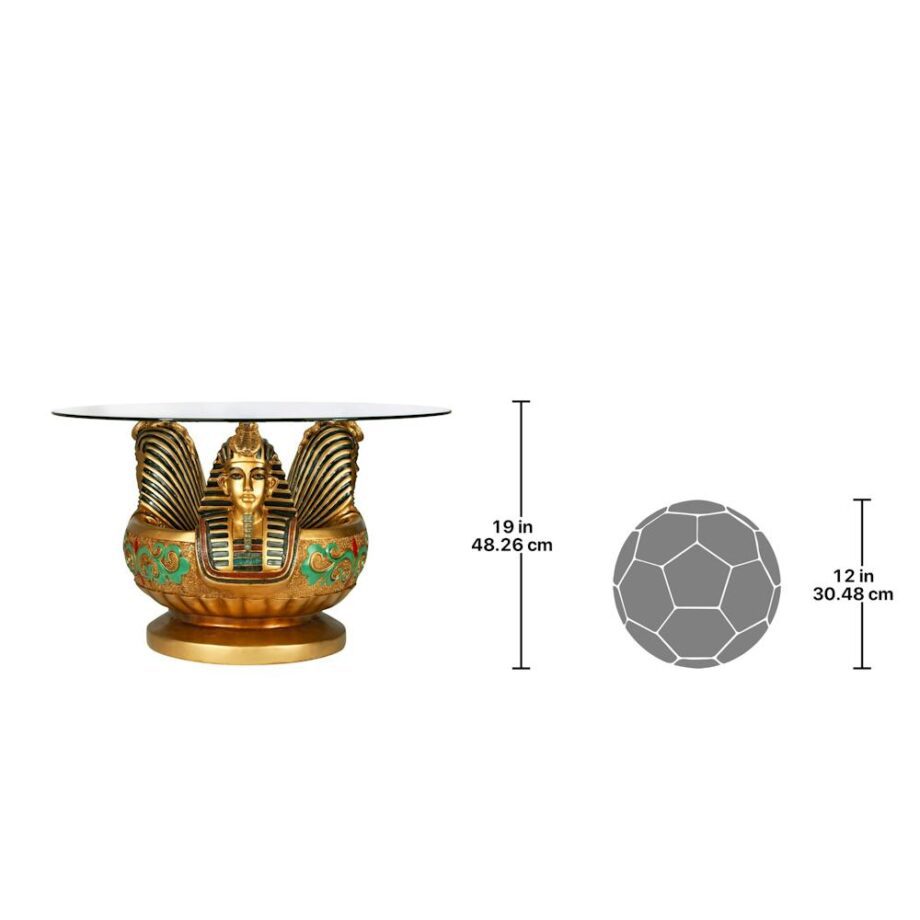 Three Heads of Tutankhamen Sculptural Glass-Topped Table